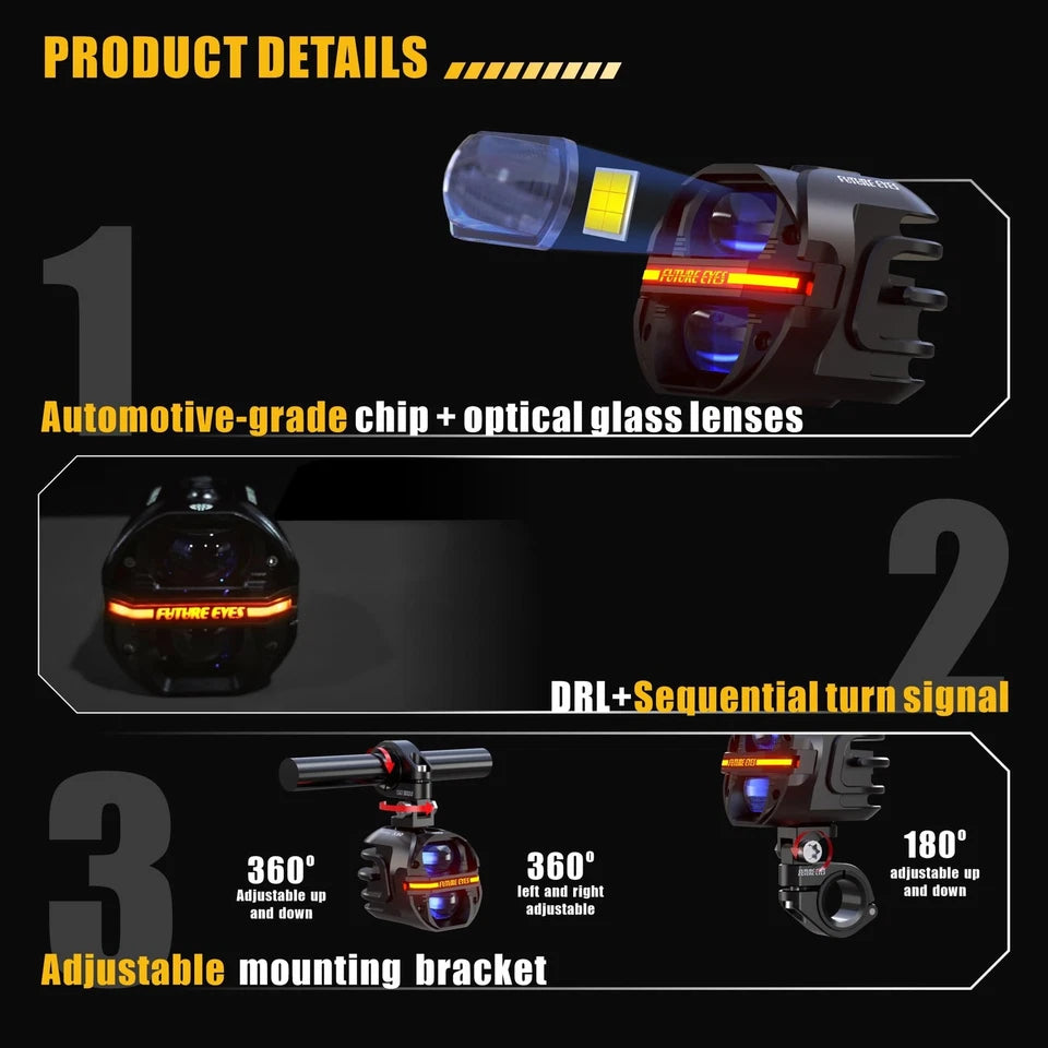 FUTURE EYES X80 Motorcycle Offroad Fog LED Auxiliary Spotlight